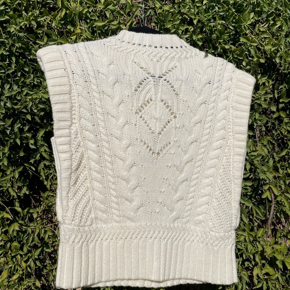 Veronica Beard Pinkett Cream Cable Knit Sweater Vest - Picture 4 of 10
